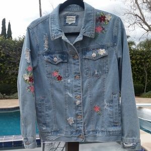 Light denim Embroidered Jacket